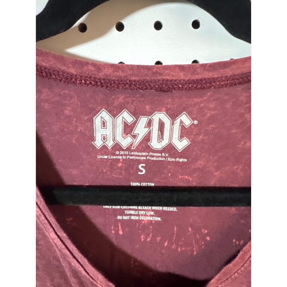 ACDC For Those About To Rock Graphic Tank Top Maroon Acid Wash Small 1981 Tour - Picture 3 of 4